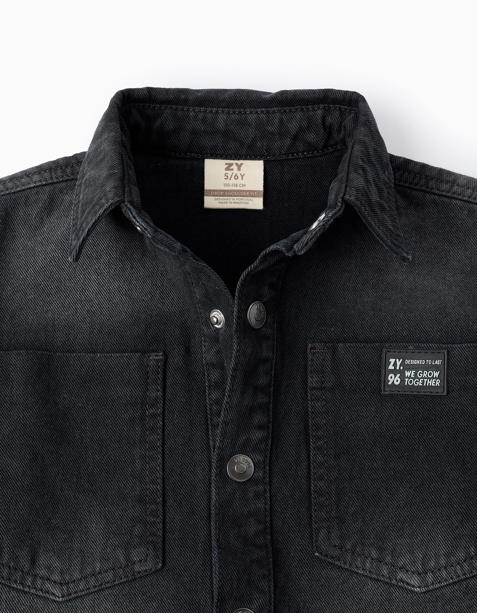 Cotton Denim Shirt for Boys, Black