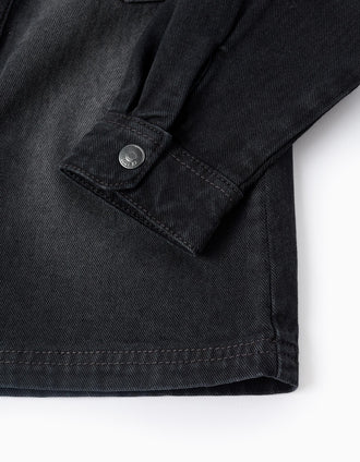 Camisa de Peto Vaquero de Algodón para Niño, Negro