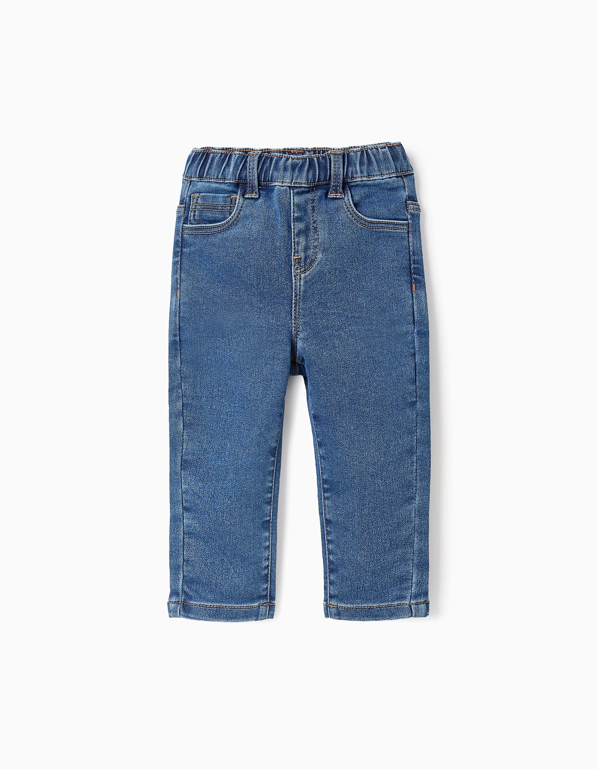 Denim Trousers with Elastic Waist for Baby Girls, Blue