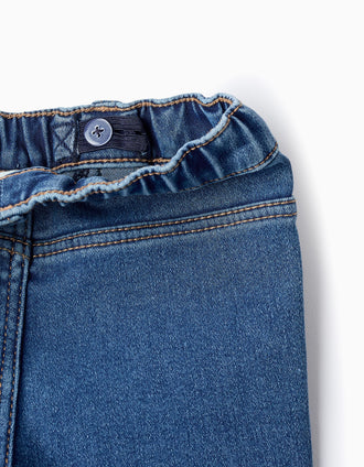 Calças de Ganga com Cintura Elástica para Bebé Menina, Azul