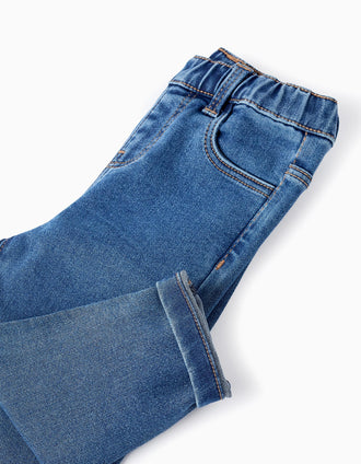 Calças de Ganga com Cintura Elástica para Bebé Menina, Azul