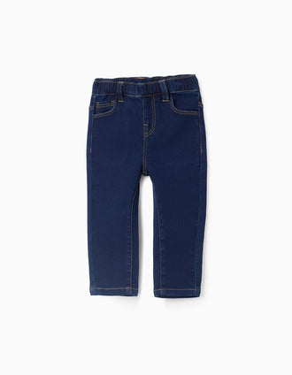Calças Confortáveis em Denim Azul Escuro Menina