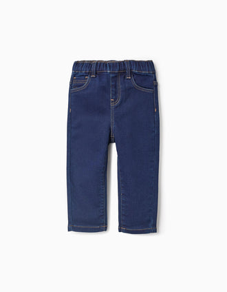Pantalón de Ganga con Cintura Elástica para Bebé Niña, Azul Oscuro
