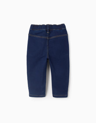 Calças Confortáveis em Denim Azul Escuro Menina