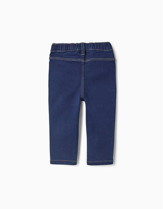 Pantalón de Ganga con Cintura Elástica para Bebé Niña, Azul Oscuro