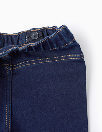 Pantalón de Ganga con Cintura Elástica para Bebé Niña, Azul Oscuro