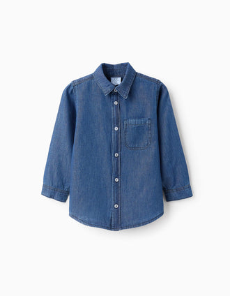 Chemise en Denim en Coton pour Garçon, Bleu