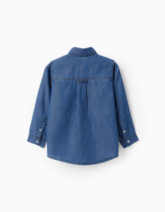 Chemise en Denim en Coton pour Garçon, Bleu