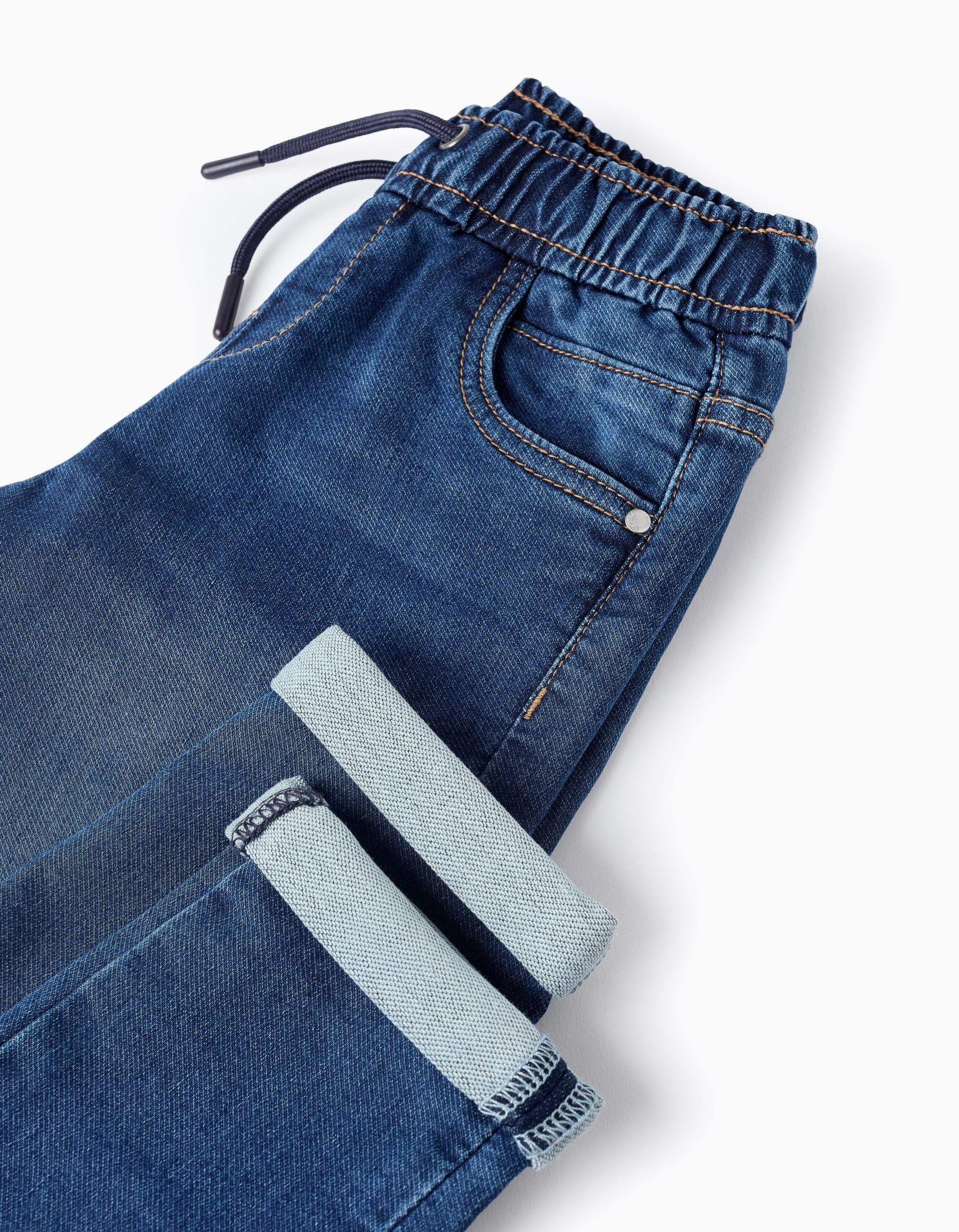 Sporty Denim Trousers for Boys, Dark Blue