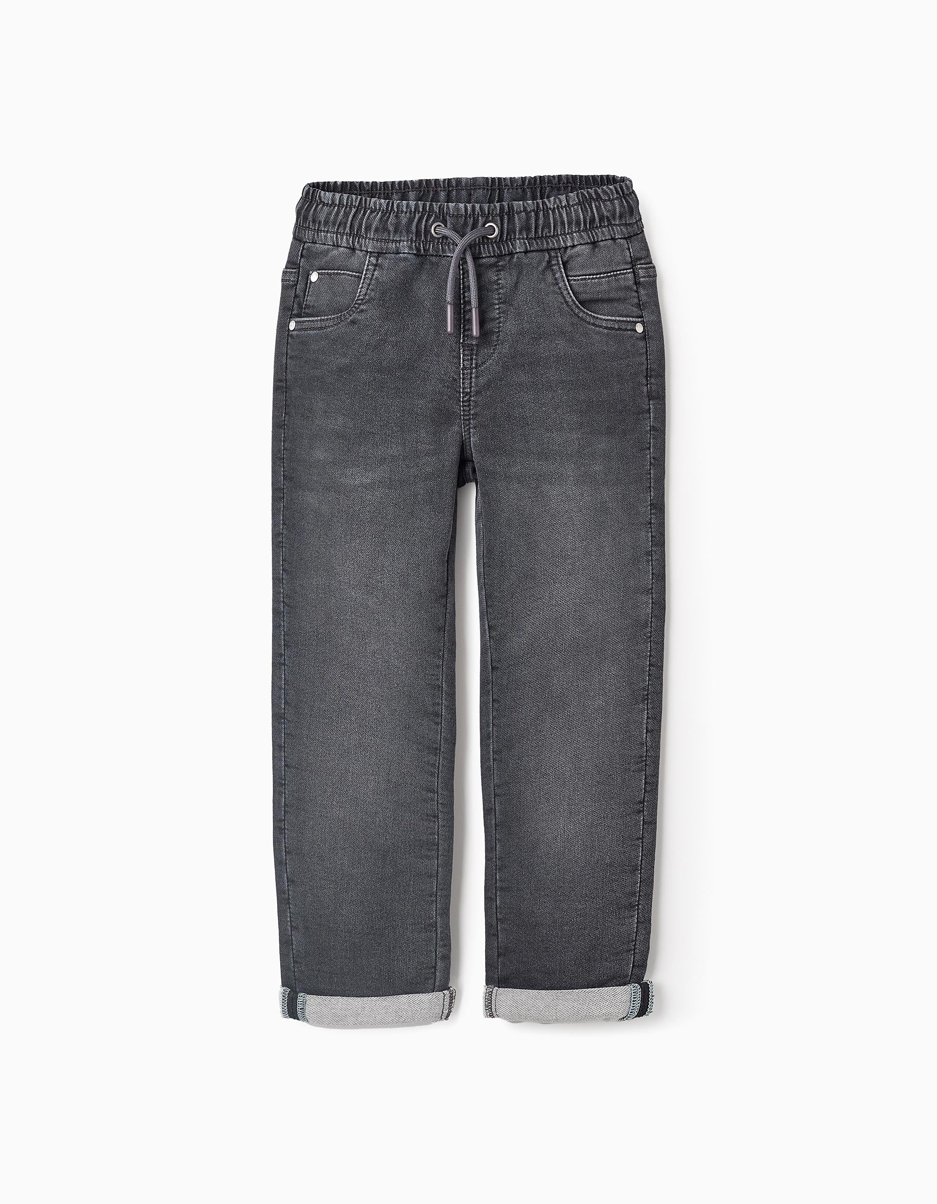 Sporty Denim Trousers for Boys, Dark Grey