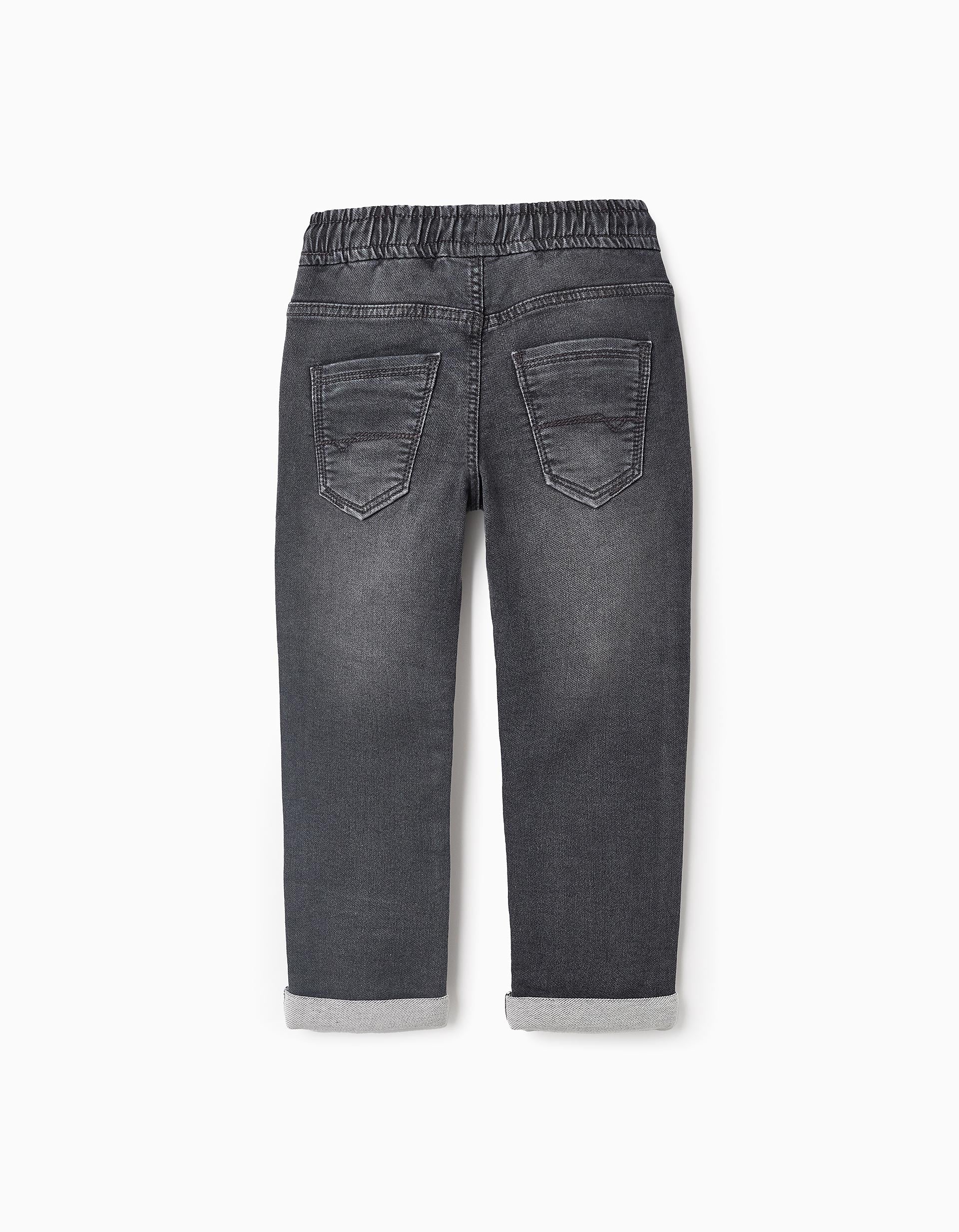 Sporty Denim Trousers for Boys, Dark Grey