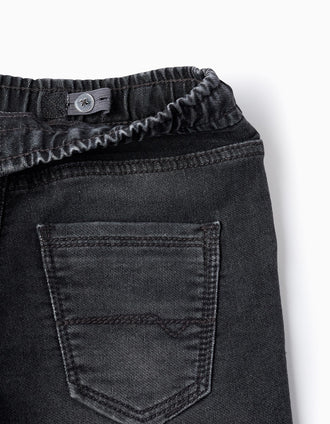 Pantalón Vaquero Deportivo para Niño, Gris Oscuro