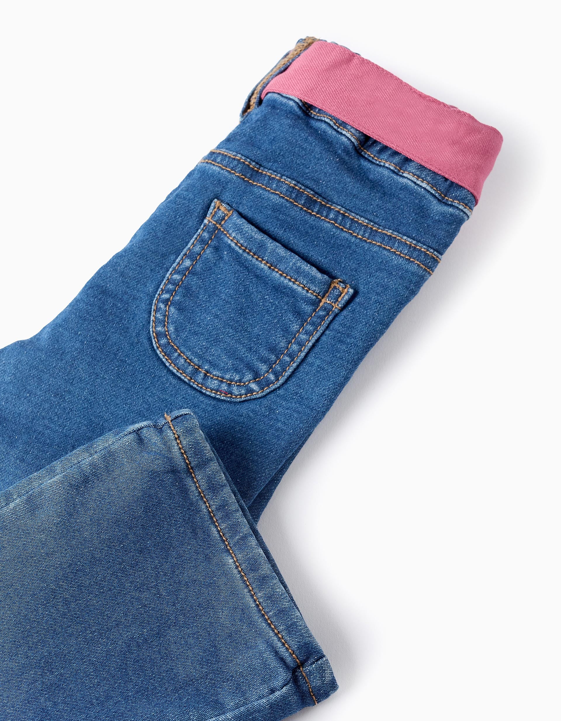 Denim Trousers with Ribbons for Baby Girls 'Flare Fit', Blue