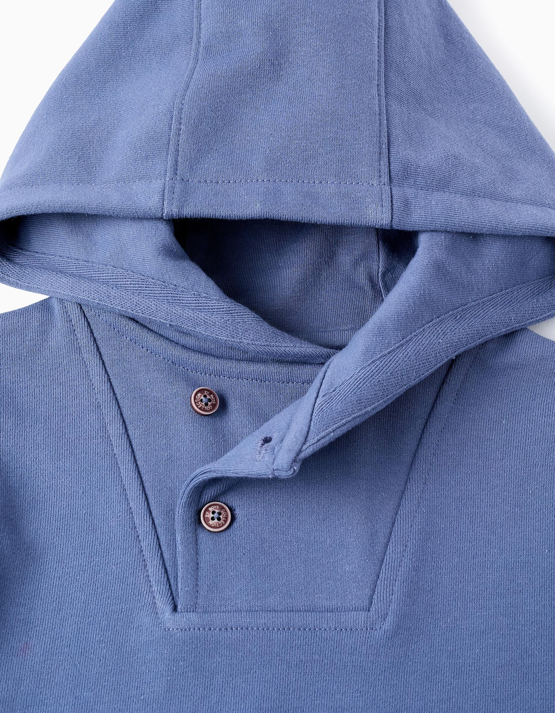 Cotton Hooded Sweatshirt for Boys, Blue