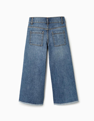 Calças de Ganga para Menina 'Wide Leg', Azul