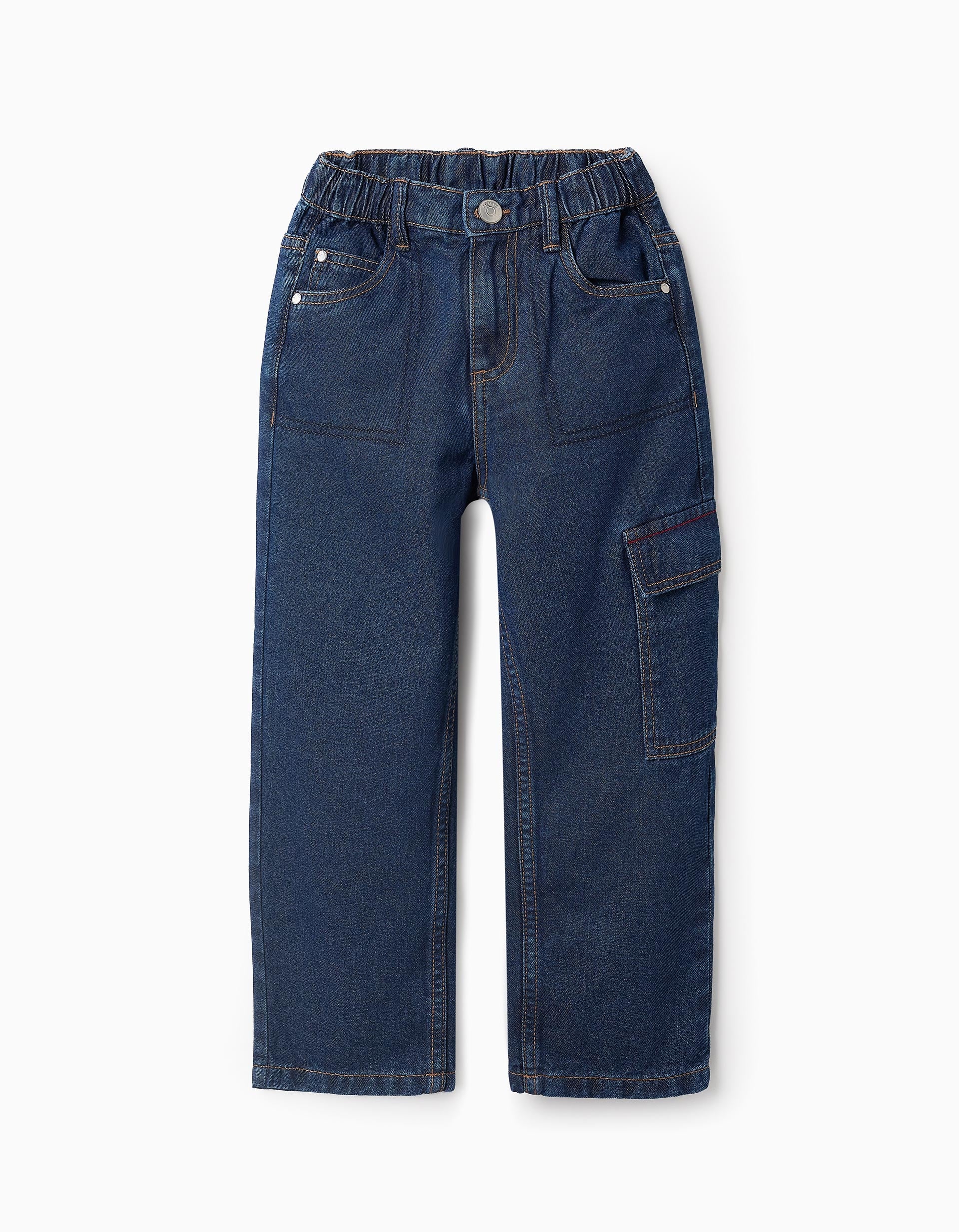 Denim Trousers with Cargo Pocket for Boys 'Straight', Blue