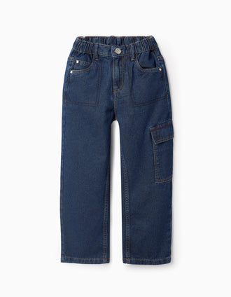 Pantalon cargo en coton, 5 poches, taille ajustable
