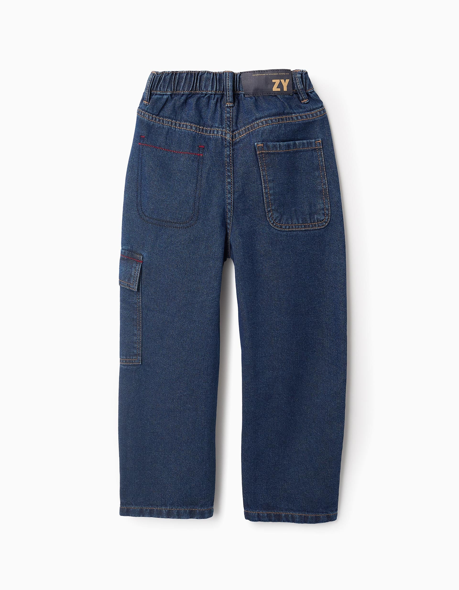 Denim Trousers with Cargo Pocket for Boys 'Straight', Blue