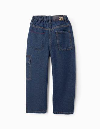 Pantalón cargo de algodón, 5 bolsillos, cintura ajustable