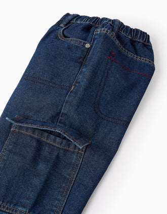 Pantalon cargo en coton, 5 poches, taille ajustable