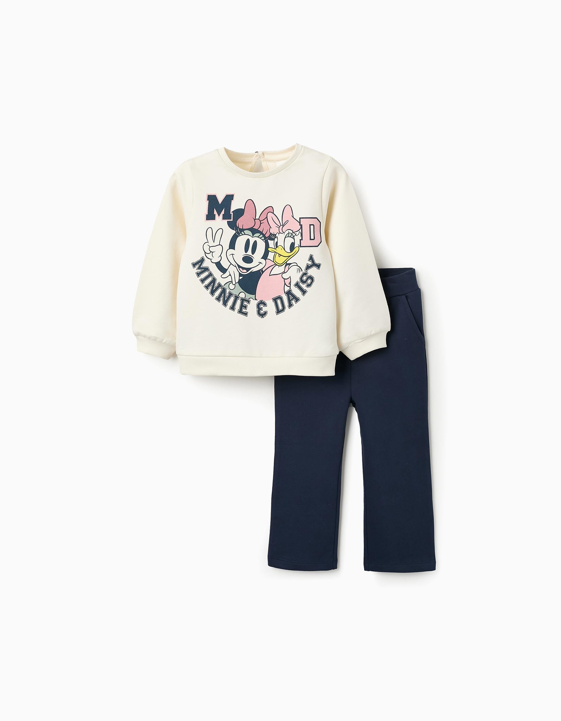 Sweatshirt + Flared Trousers for Baby Girls 'Minnie', Beige/Blue