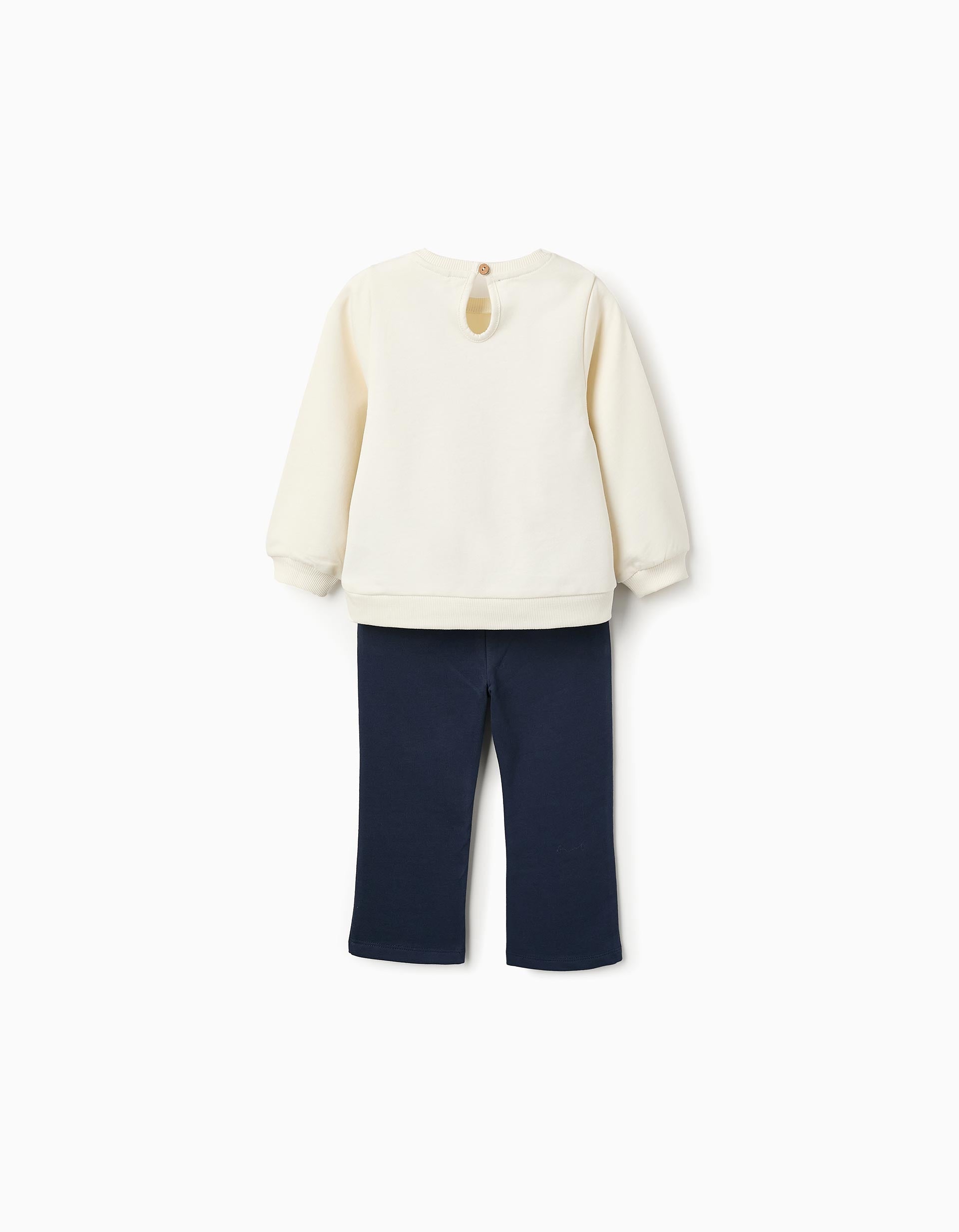 Sweatshirt + Flared Trousers for Baby Girls 'Minnie', Beige/Blue