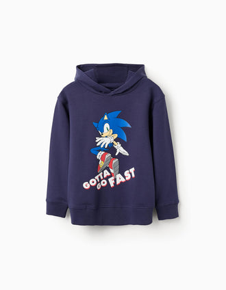 Sweat en Coton à Capuche pour Garçon 'Sonic', Bleu Foncé