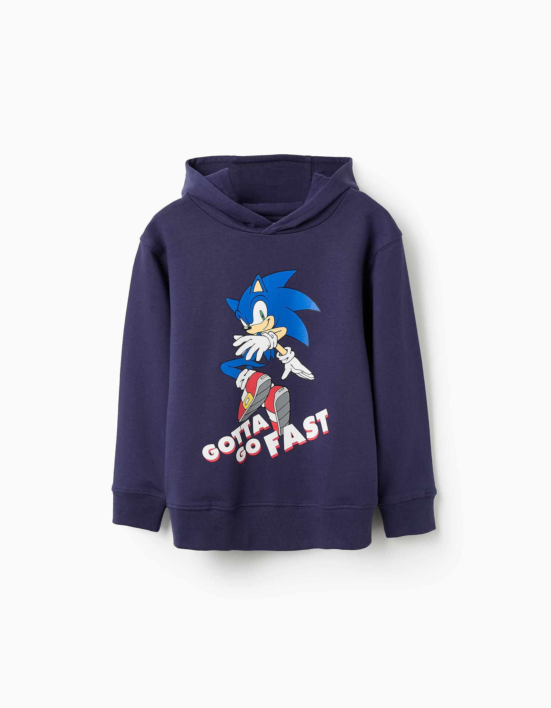 Cotton Hooded Sweatshirt for Boys 'Sonic', Dark Blue