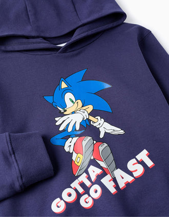 Sweat en Coton à Capuche pour Garçon 'Sonic', Bleu Foncé