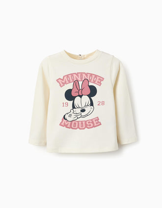 Camiseta de Manga Larga para Bebé Niña 'Minnie', Blanco