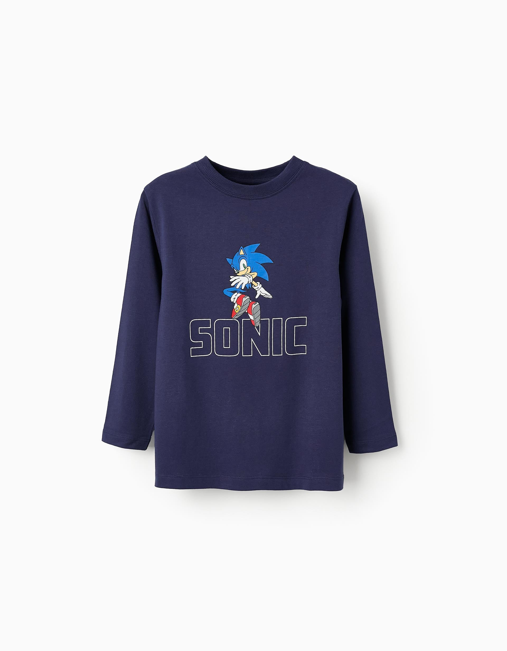 Long-sleeved Cotton T-shirt for Boys 'Sonic', Dark Blue