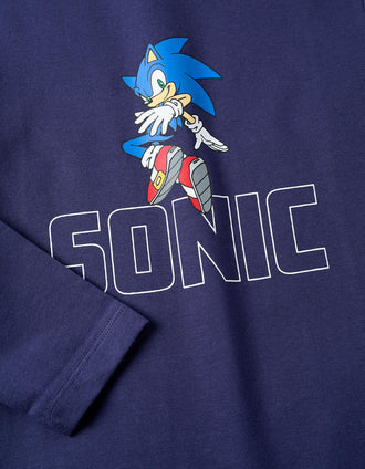 Camiseta de Manga Larga de Algodón para Niño 'Sonic', Azul Oscuro