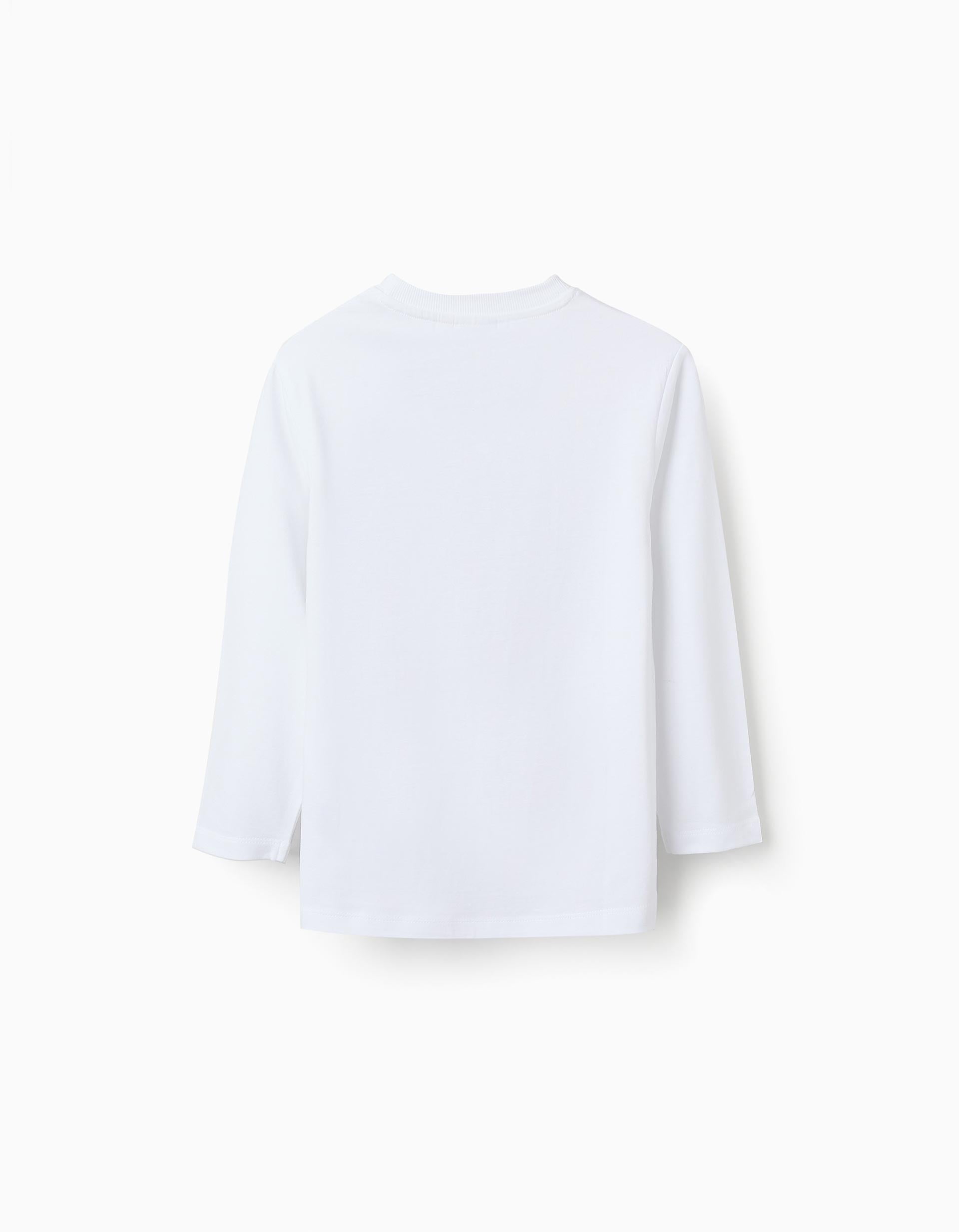 Long-sleeved Cotton T-shirt for Boys 'Sonic', White