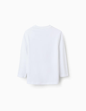 Camiseta de Manga Larga de Algodón para Niño 'Sonic', Blanco