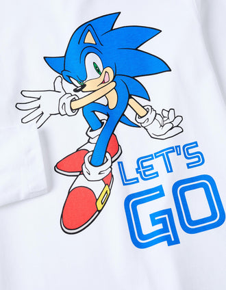 Camiseta de Manga Larga de Algodón para Niño 'Sonic', Blanco