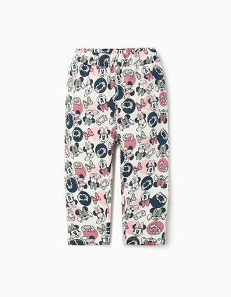 Calças de Jogging 100% Algodão Minnie Confortáveis Rosa e Brancas