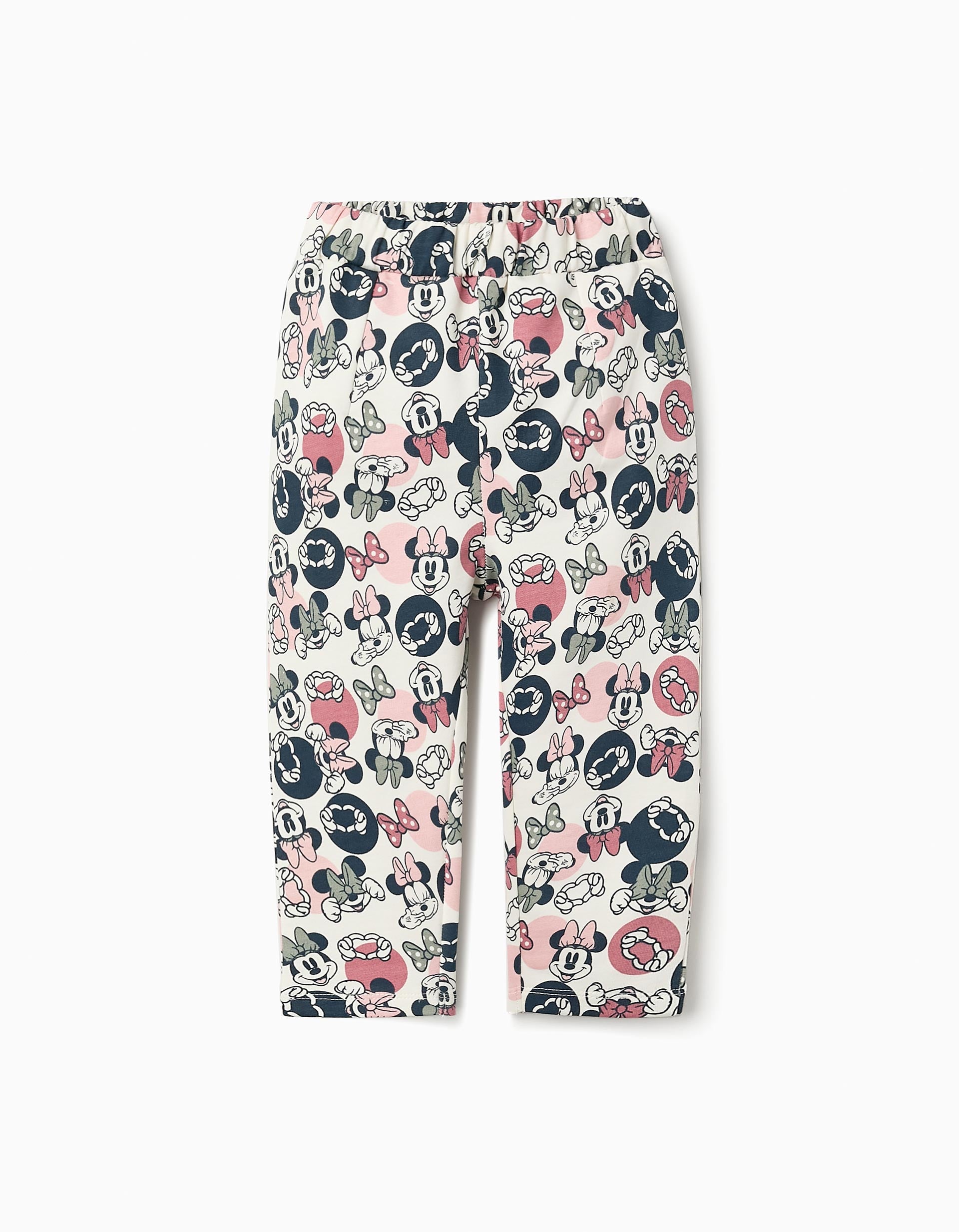 Joggers with Print for Baby Girls 'Minnie', White/Pink