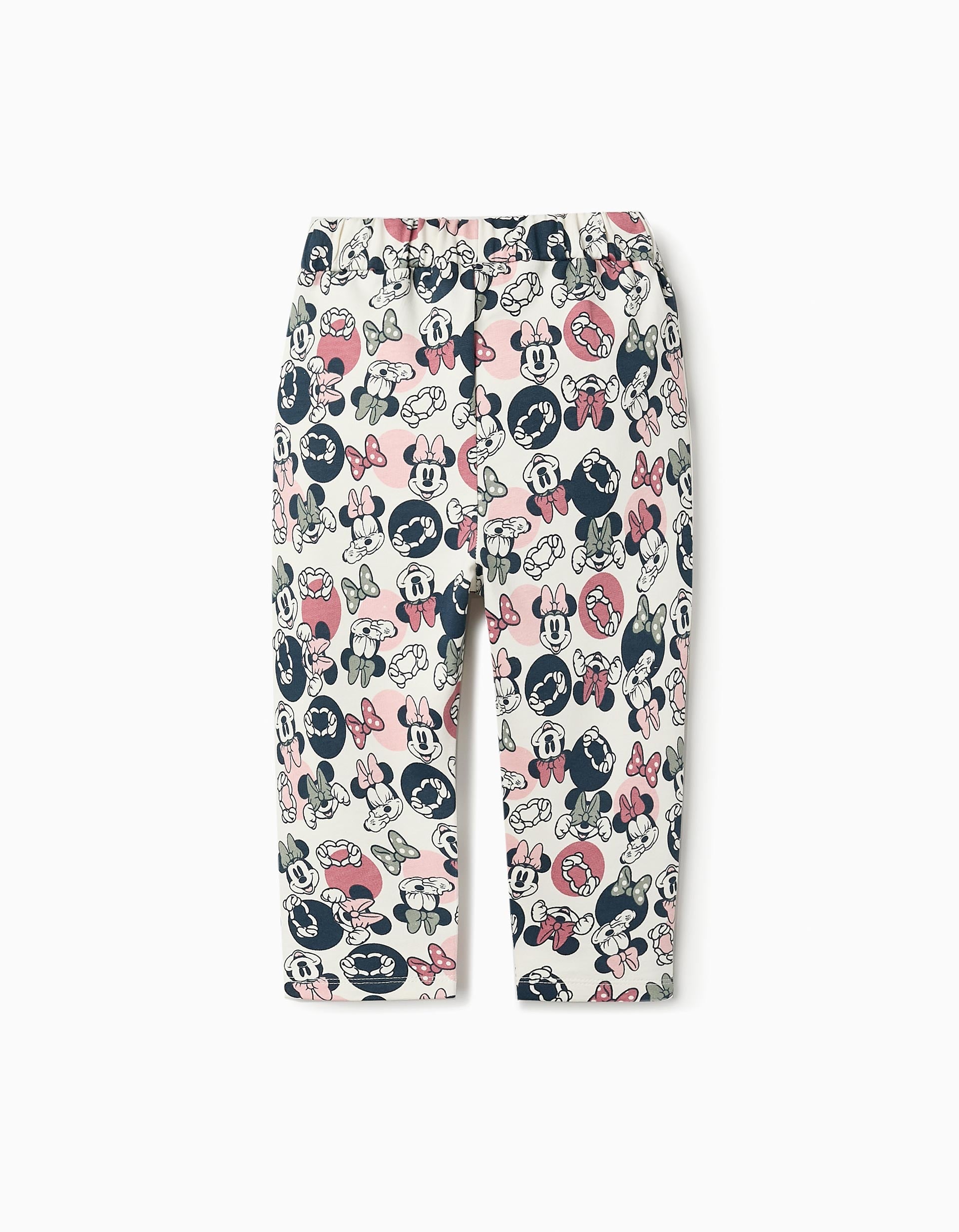 Joggers with Print for Baby Girls 'Minnie', White/Pink