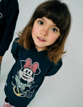 Vestido Perchado con Capucha para Niña 'Minnie', Azul Oscuro