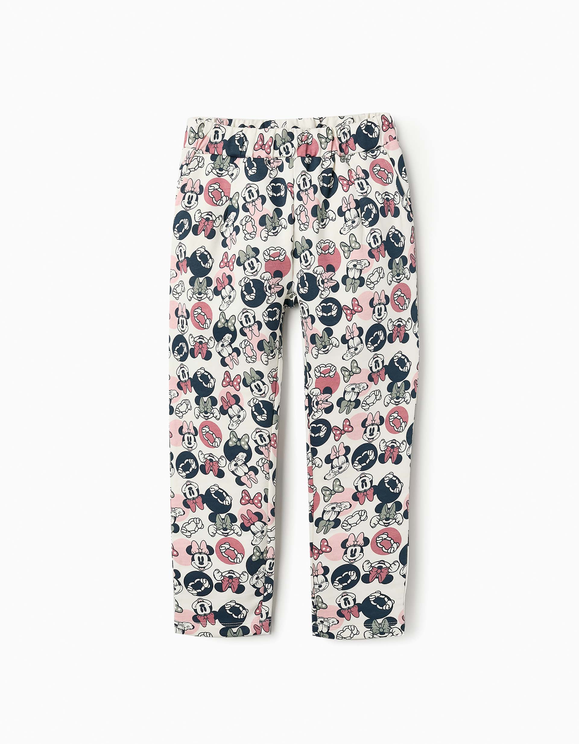 Trousers with Print for Girls 'Minnie', White/Pink