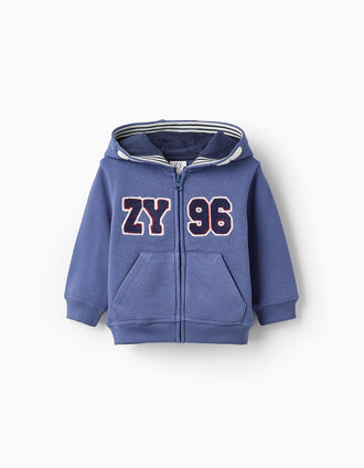 Veste Grattée avec Capuche pour Bébé Garçon 'ZY 96', Bleu