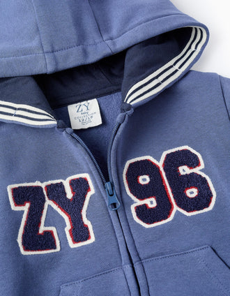 Veste Grattée avec Capuche pour Bébé Garçon 'ZY 96', Bleu