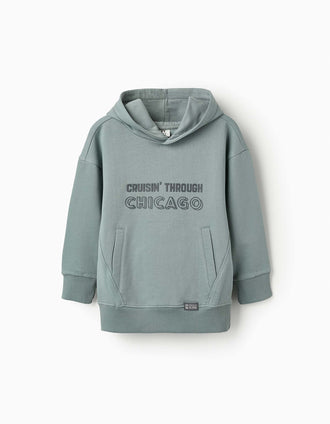 Sweat Gratté avec Capuche pour Garçon 'Chicago', Gris