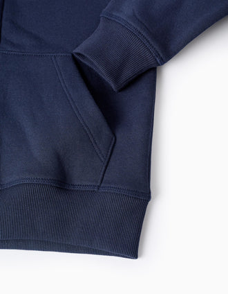 Veste Grattée avec Capuche pour Garçon 'ZY', Bleu Foncé