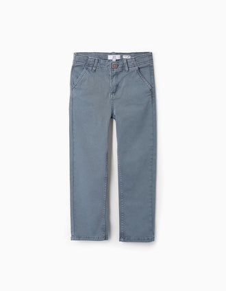 Pantalón Chino de Sarga para Niño 'Slim', Azul