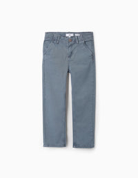Calças Chino de Sarja para Menino 'Slim', Azul