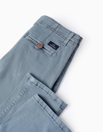 Pantalón Chino de Sarga para Niño 'Slim', Azul