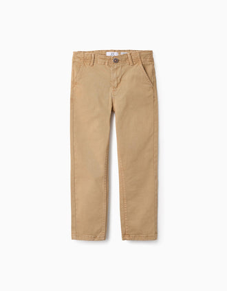 Pantalón Chino de Sarga para Niño 'Slim', Camel