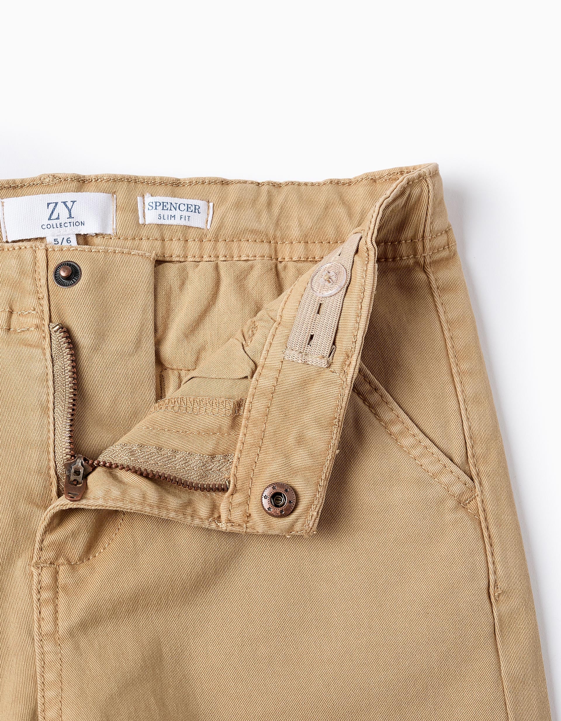 Twill Chino Trousers for Boys 'Slim', Camel