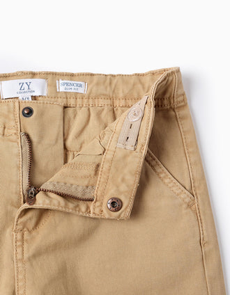 Pantalón Chino de Sarga para Niño 'Slim', Camel